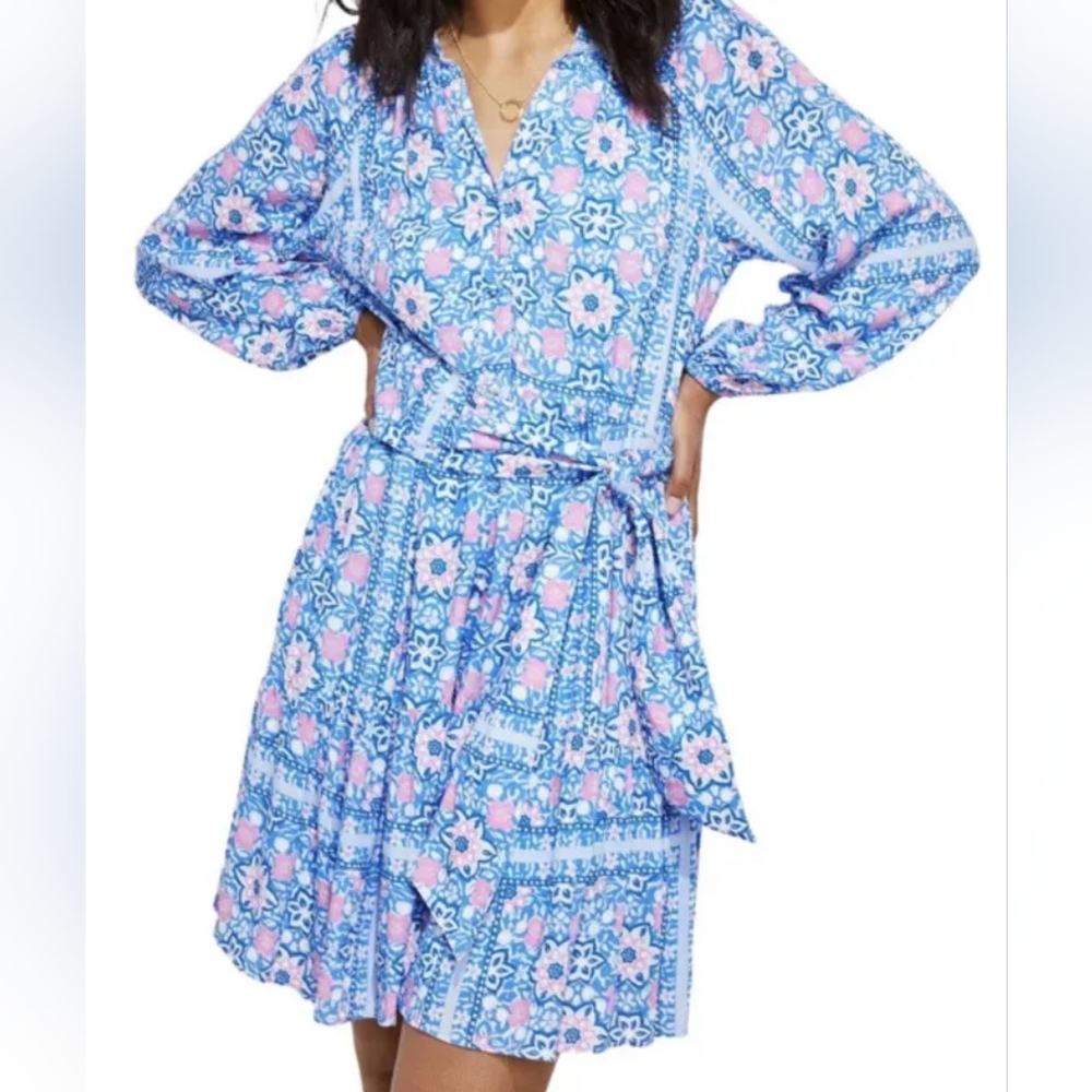 Vineyard Vines Long Sleve Scarf Print Mini Dress Small